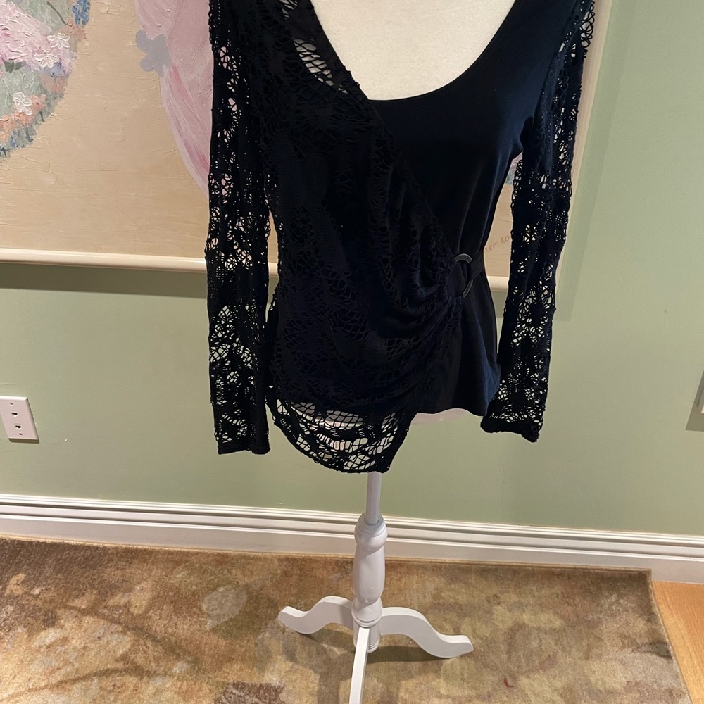 Joseph Ribkoff top with Lacy sleeves